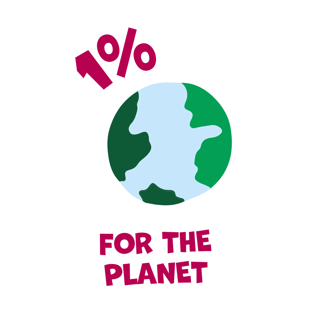 Logo with '1% for the Planet' text and a stylized globe on a white background