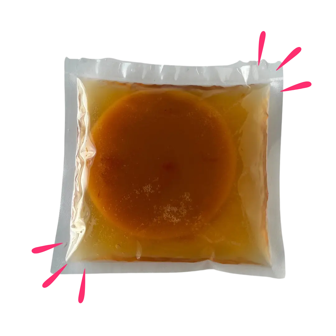 Sealed pouch containing a live kombucha SCOBY culture and starter liquid, used for home fermentation.
